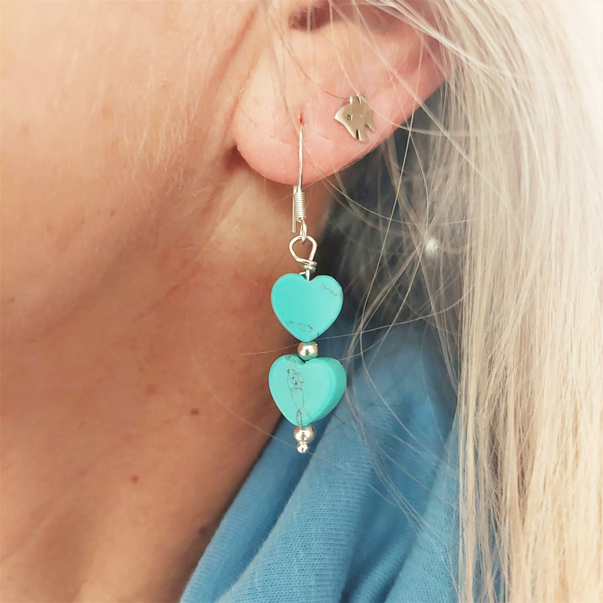 Iona - Turquoise Heart Sterling Silver Earrings – Quay Pieces