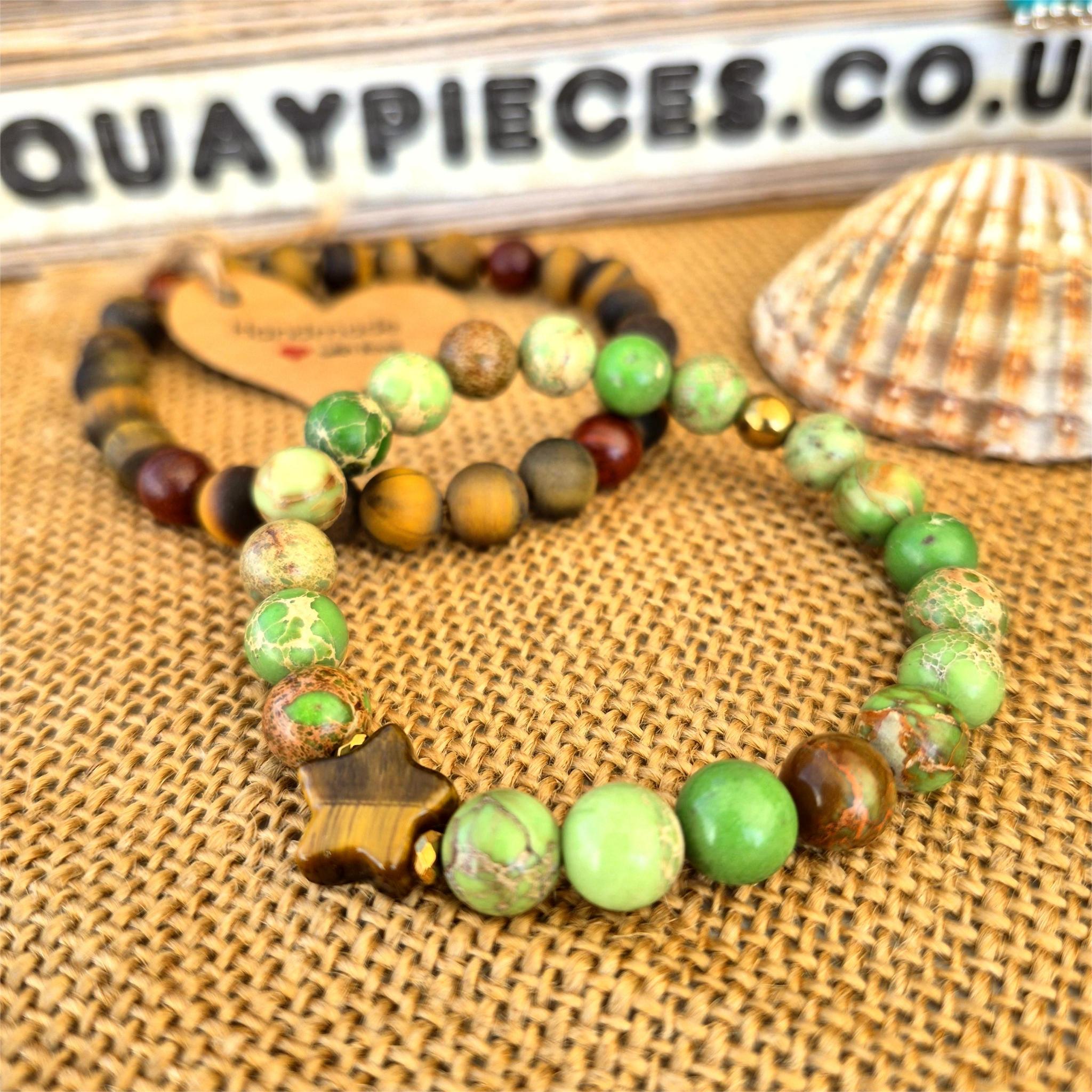 Olivia - Stone Bead & Tigers Eye Star Bracelet