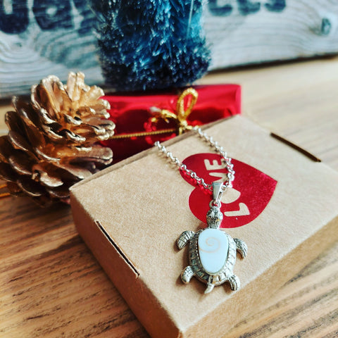 Oceana - White Turtle Necklace