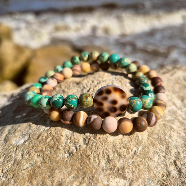 Blyth - Set of 2 Handmade Stone Bead Bracelets