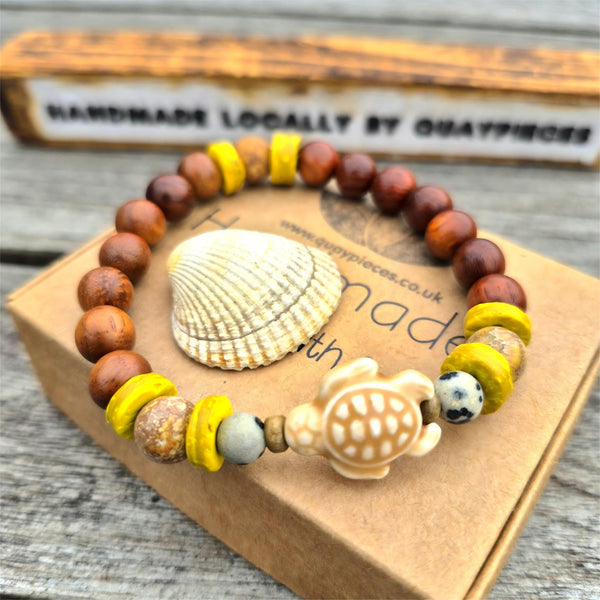 Beach Buddies - Turtle Wood Bead Bracelet