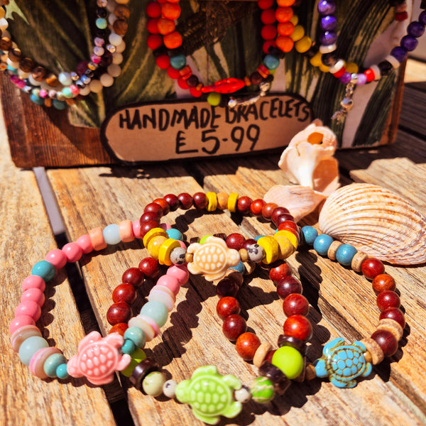 Beach Buddies - Turtle Wood Bead Bracelet