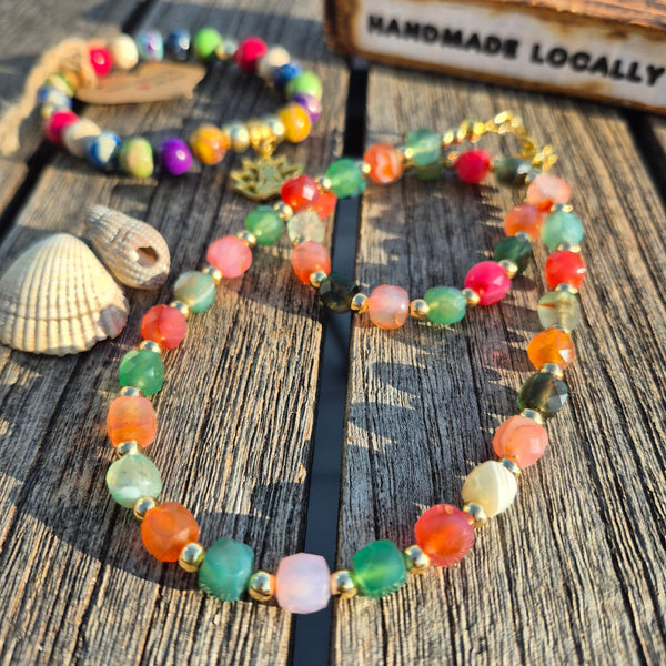 Pandora - Agate Cube Bead Necklace