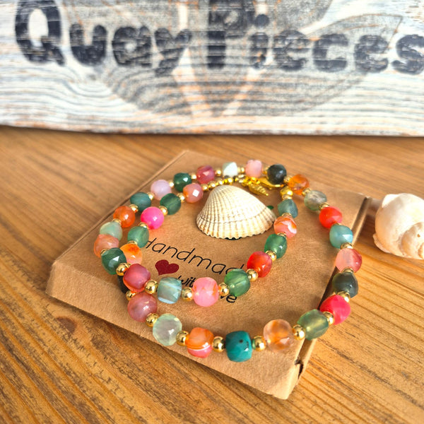 Pandora - Agate Cube Bead Necklace
