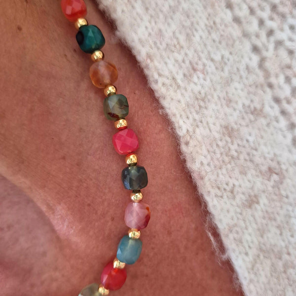 Pandora - Agate Cube Bead Necklace