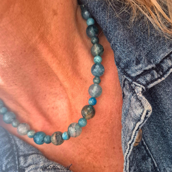 Azure - Blue Crackle Agate Necklace