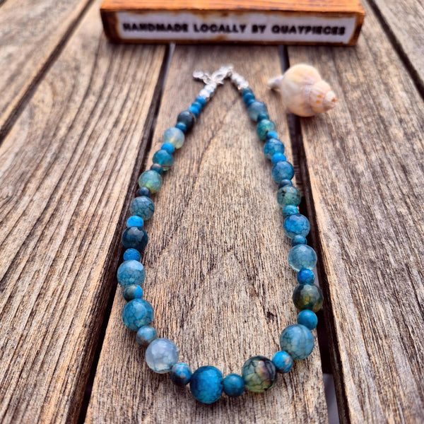 Azure - Blue Crackle Agate Necklace