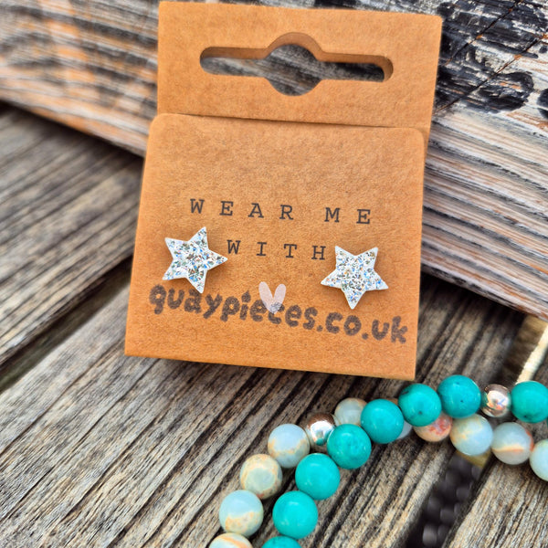 Astra - Sterling Silver Sparkly Star Stud Earrings