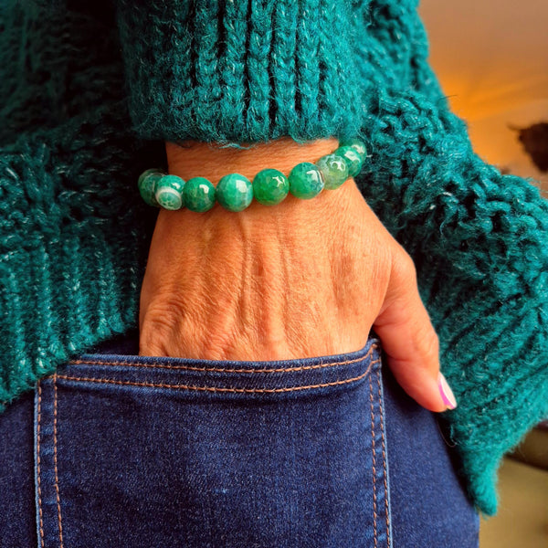Michelle - Green Agate Bead Bracelet