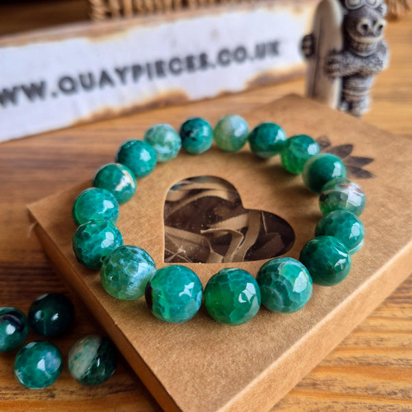 Michelle - Green Agate Bead Bracelet