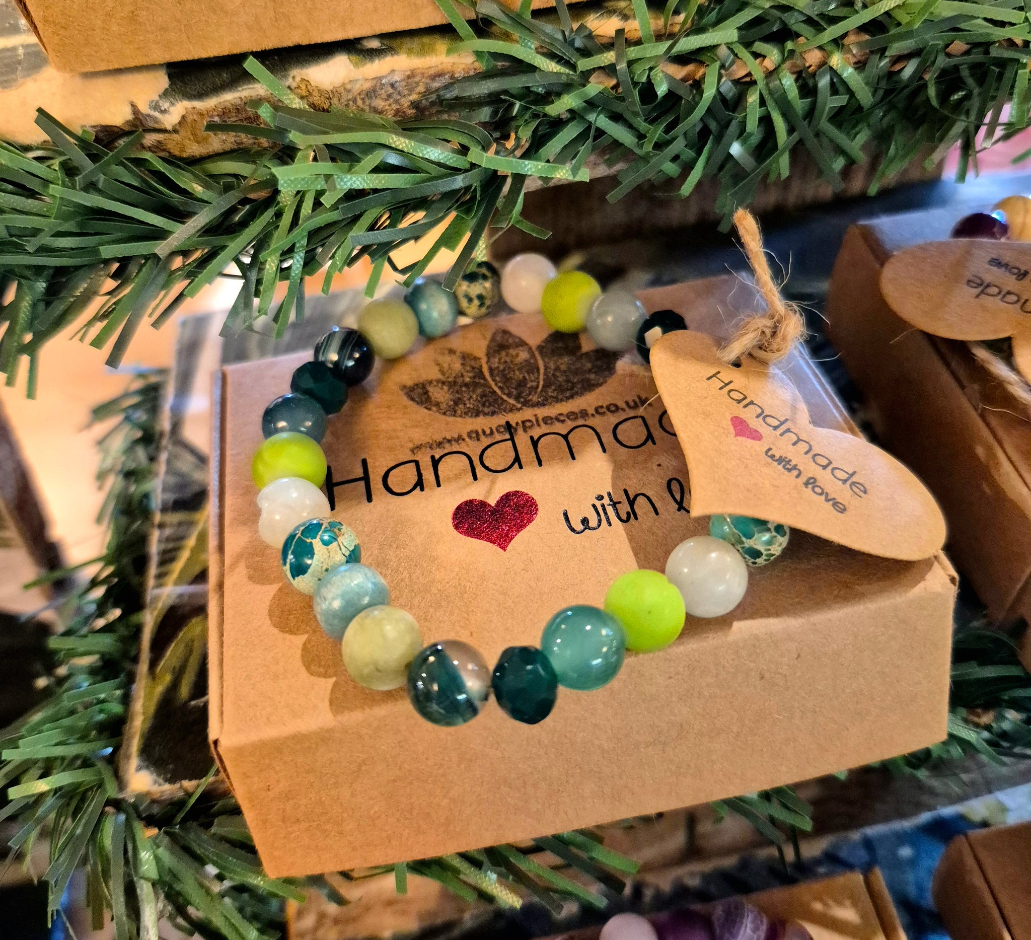 Olive - Multi Green Stone Bead Bracelet