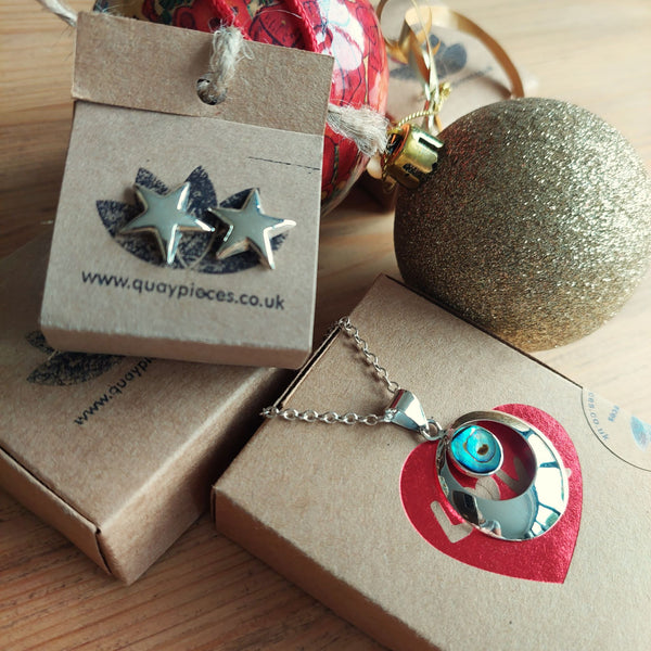 Nora - Sterling Silver Abalone Circle Necklace