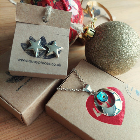 Nora - Sterling Silver Abalone Circle Necklace