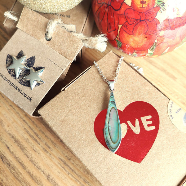 Willow - Sterling Silver Abalone Diamond Necklace