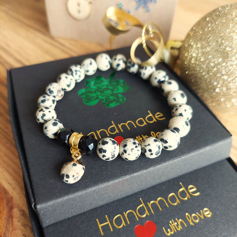 Alba - Handmade Dalmatian Jasper Bracelet