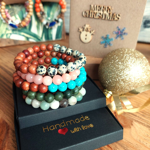 Sydney - Handmade Wood & stone Bracelet