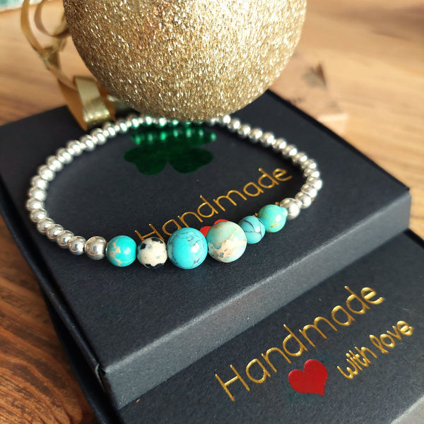 Ashlee - Sterling Silver & Blue Bead Bracelet