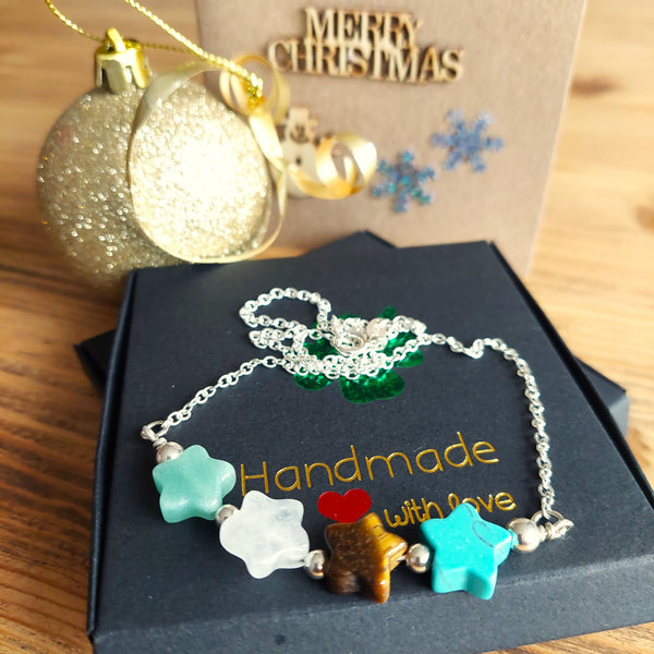 Luna -Sterling Silver & Stone Star Necklace