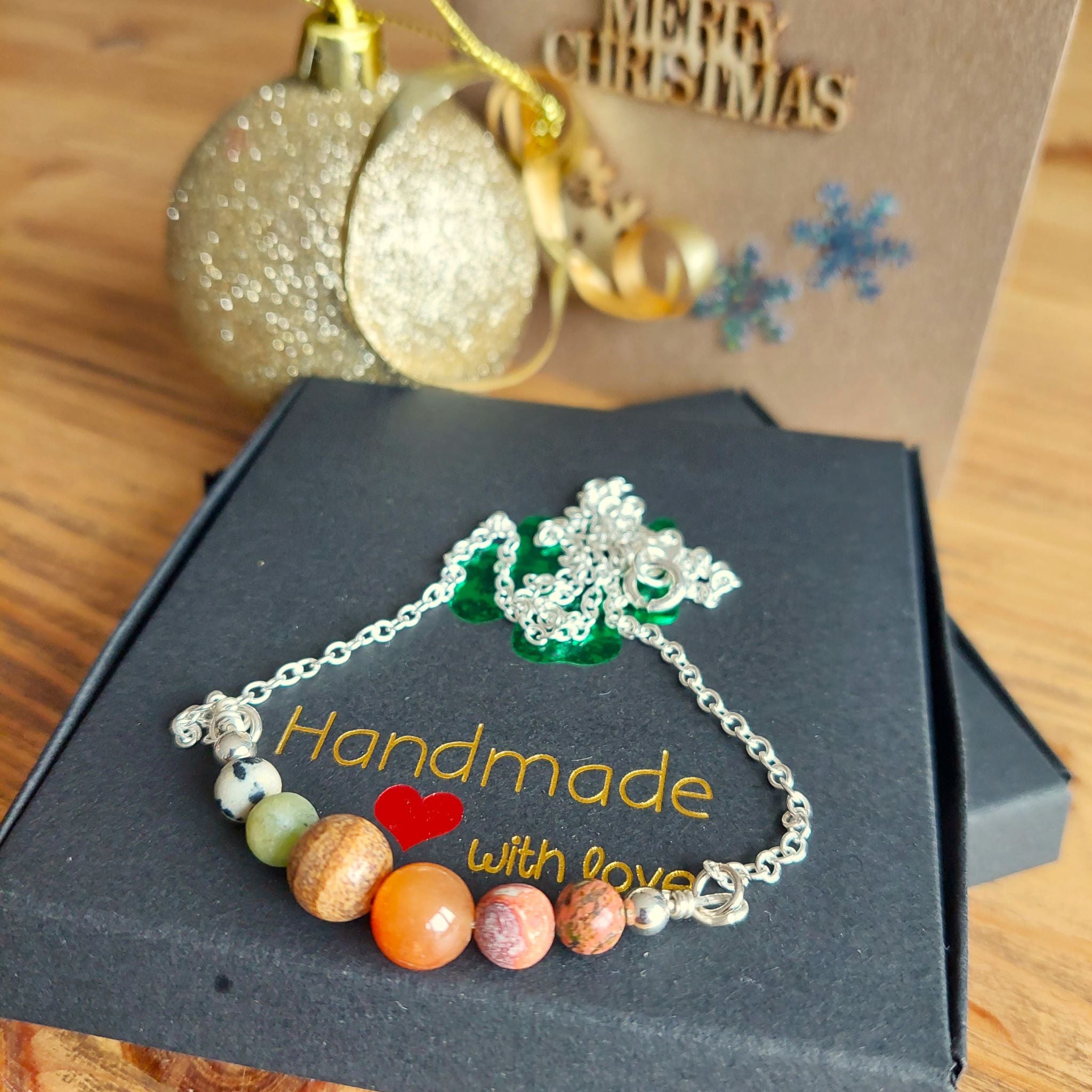 Delta -Handmade Sterling Silver & Stone Bead Necklace