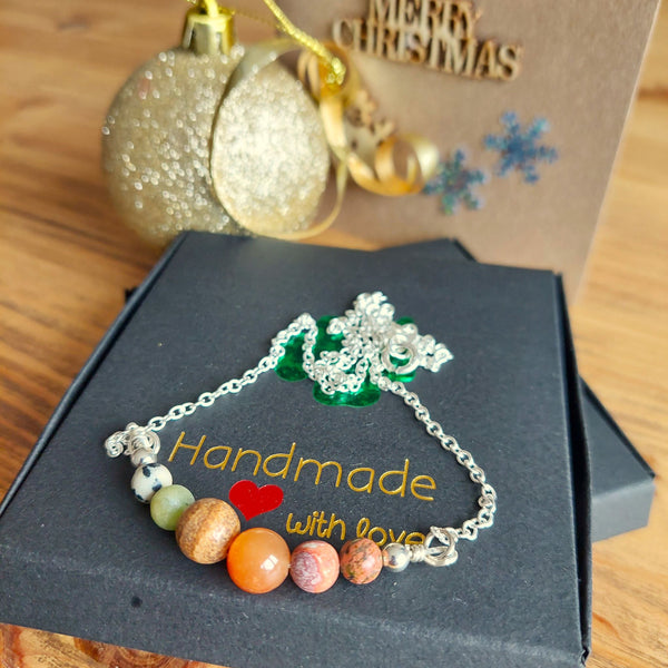 Delta -Handmade Sterling Silver & Stone Bead Necklace