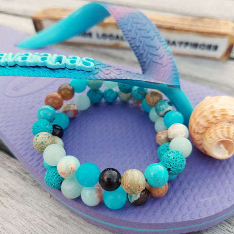 March - Multi Blue Stone Bead Bracelet