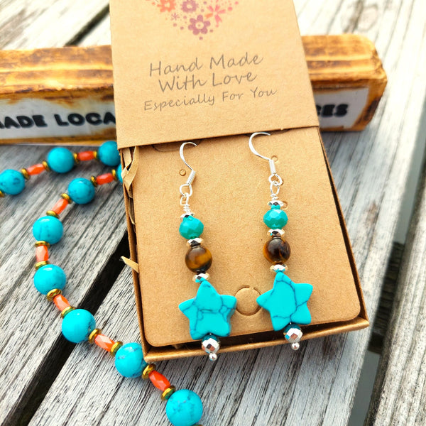 Lydia-Handmade Stone Star Earrings