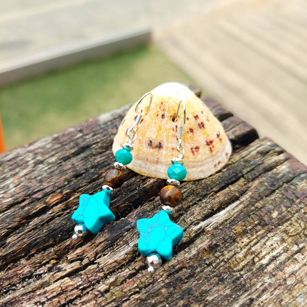 Lydia-Handmade Stone Star Earrings