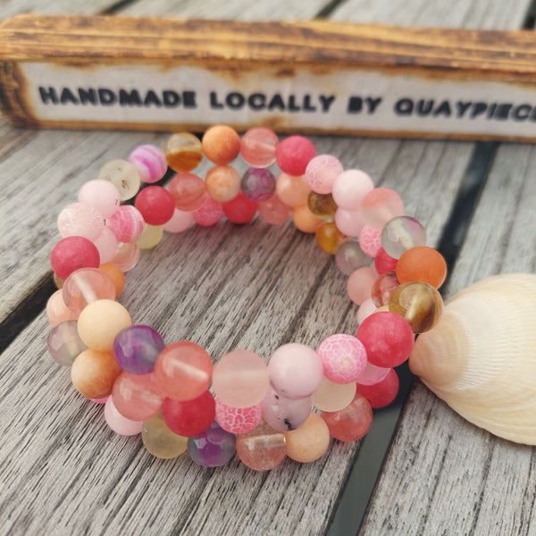 April- Multi Pink Stone Bead Bracelet