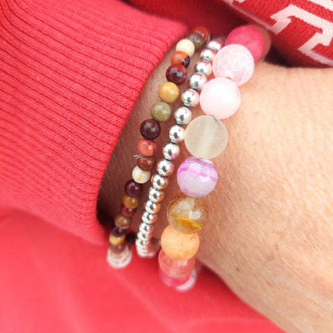 April- Multi Pink Stone Bead Bracelet