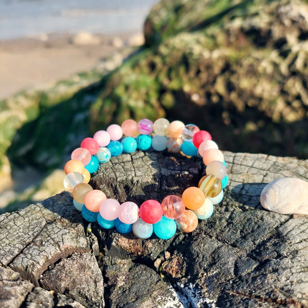 April- Multi Pink Stone Bead Bracelet