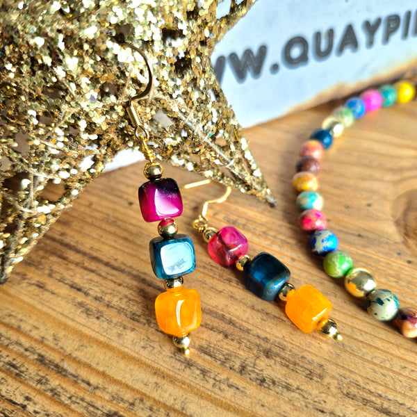 Vanessa - Agate Cube Earring