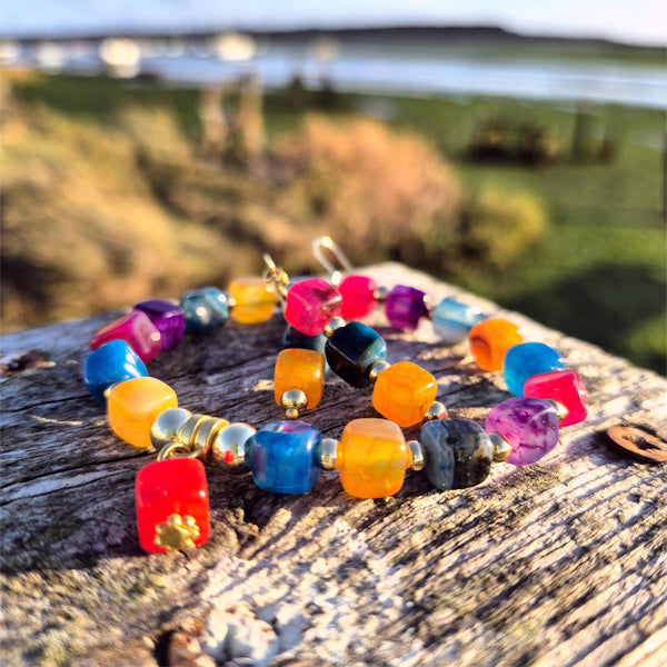 Vanessa - Handmade Agate Cube Earring