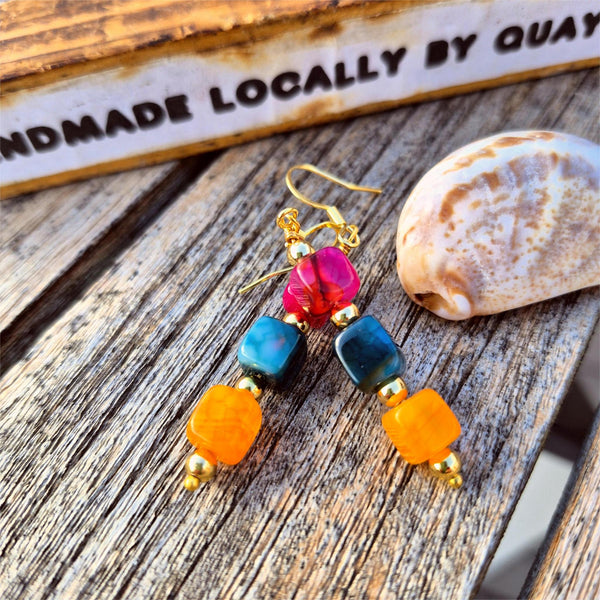 Vanessa - Handmade Agate Cube Earring