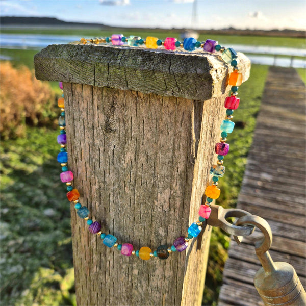 Patsy-Handmade Agate cube bead Necklace