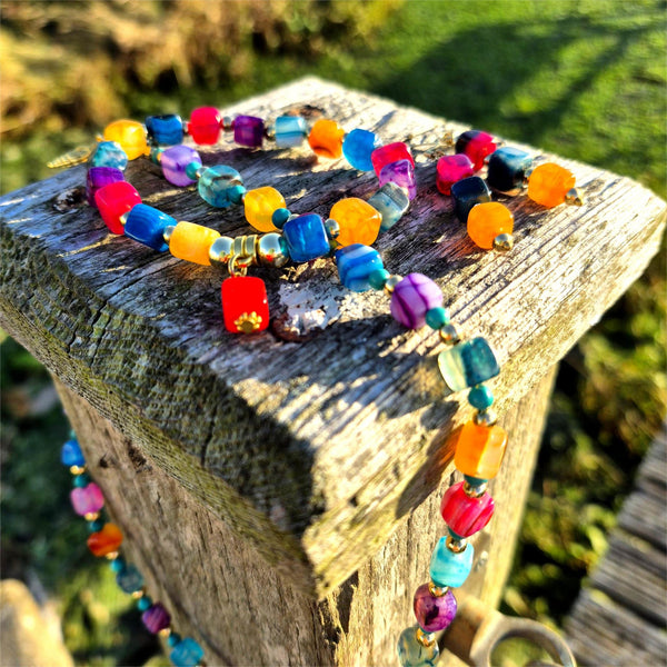 Patsy-Handmade Agate cube bead Necklace