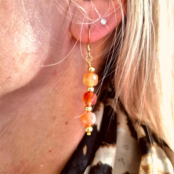 Gaia-Handmade Agate Cube Bead Earring