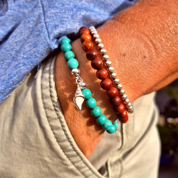 Piper-Handmade turquoise & sterling silver bead bracelet