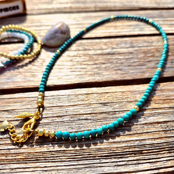 Amora - Turquoise & Gold Plated Bead Necklace