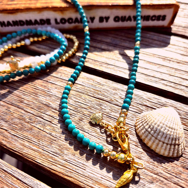 Amora - Turquoise & Gold Plated Bead Necklace
