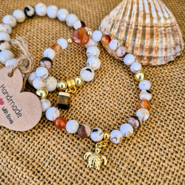 Lorena - Imperial Jasper & Gold Plated Turtle Bracelet