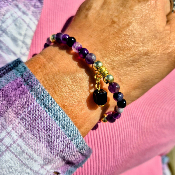 Lavender - Purple Agate & Gold Plated Bracelet