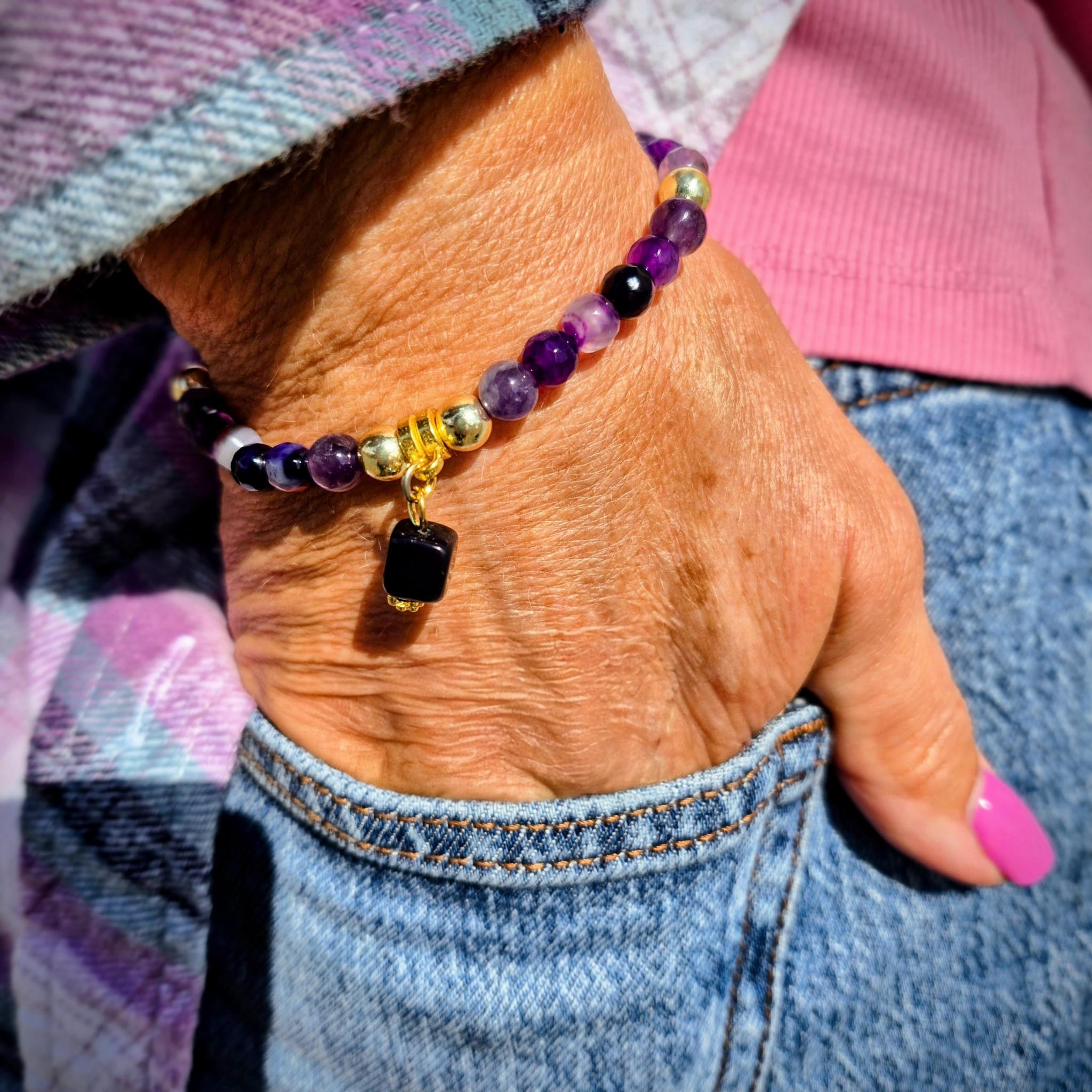Lavender - Purple Agate & Gold Plated Bracelet