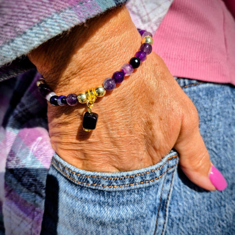 Lavender - Purple Agate & Gold Plated Bracelet