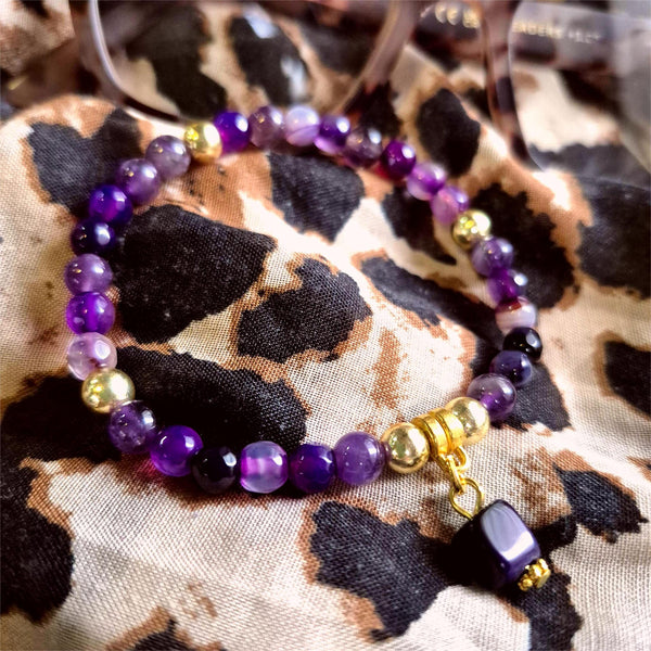 Lavender - Purple Agate & Gold Plated Bracelet