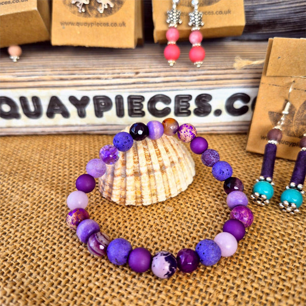 Madelaine - Handmade Purple Multi Bead Bracelet