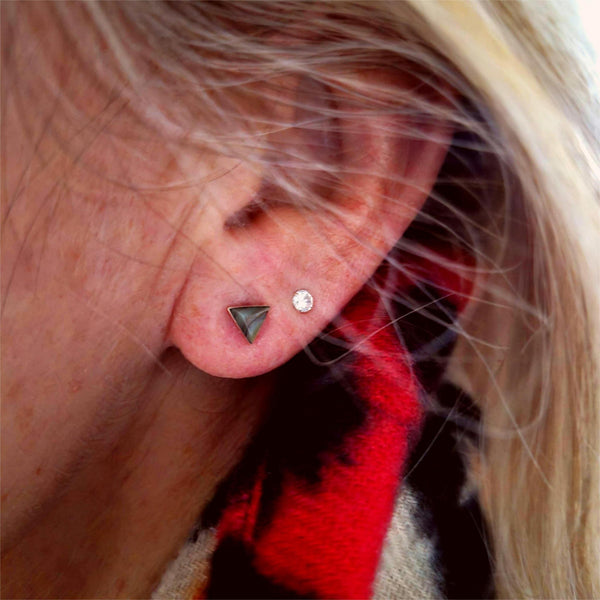 Marie - Small Abalone Triangle Stud Earrings