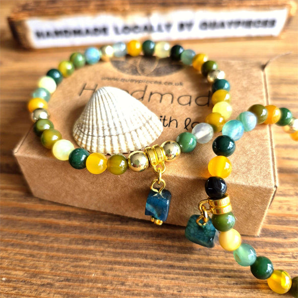 Monica -Handmade Multi Green Gemstone Bracelet