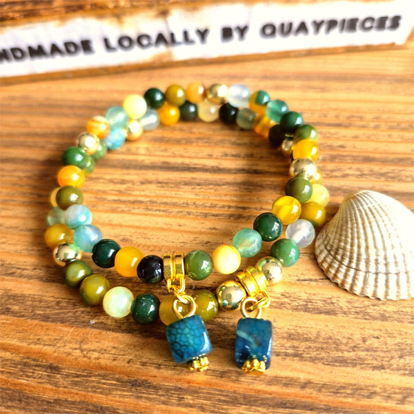Monica -Handmade Multi Green Gemstone Bracelet