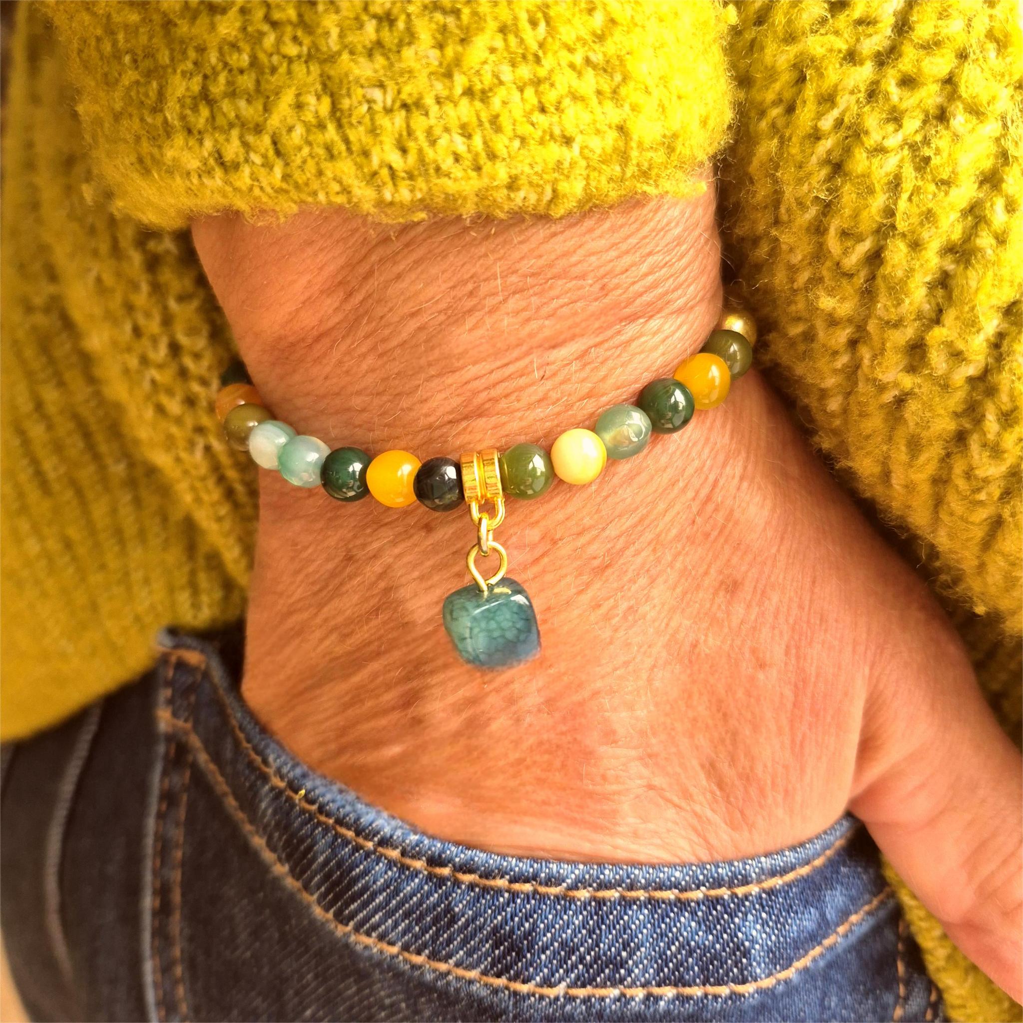 Monica -Handmade Multi Green Gemstone Bracelet
