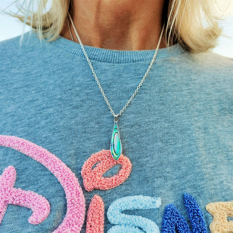 'Willow'  ﻿925 Hall Marked Sterling Silver  Diamond shaped Abalone Pendant   H 40 mm x W 9 mm  18" Silver 2.3mm trace chain  Lovely contemporary piece for everyday wear  **Presented in lovely Kraft paper gift box with reusable organza pouch**